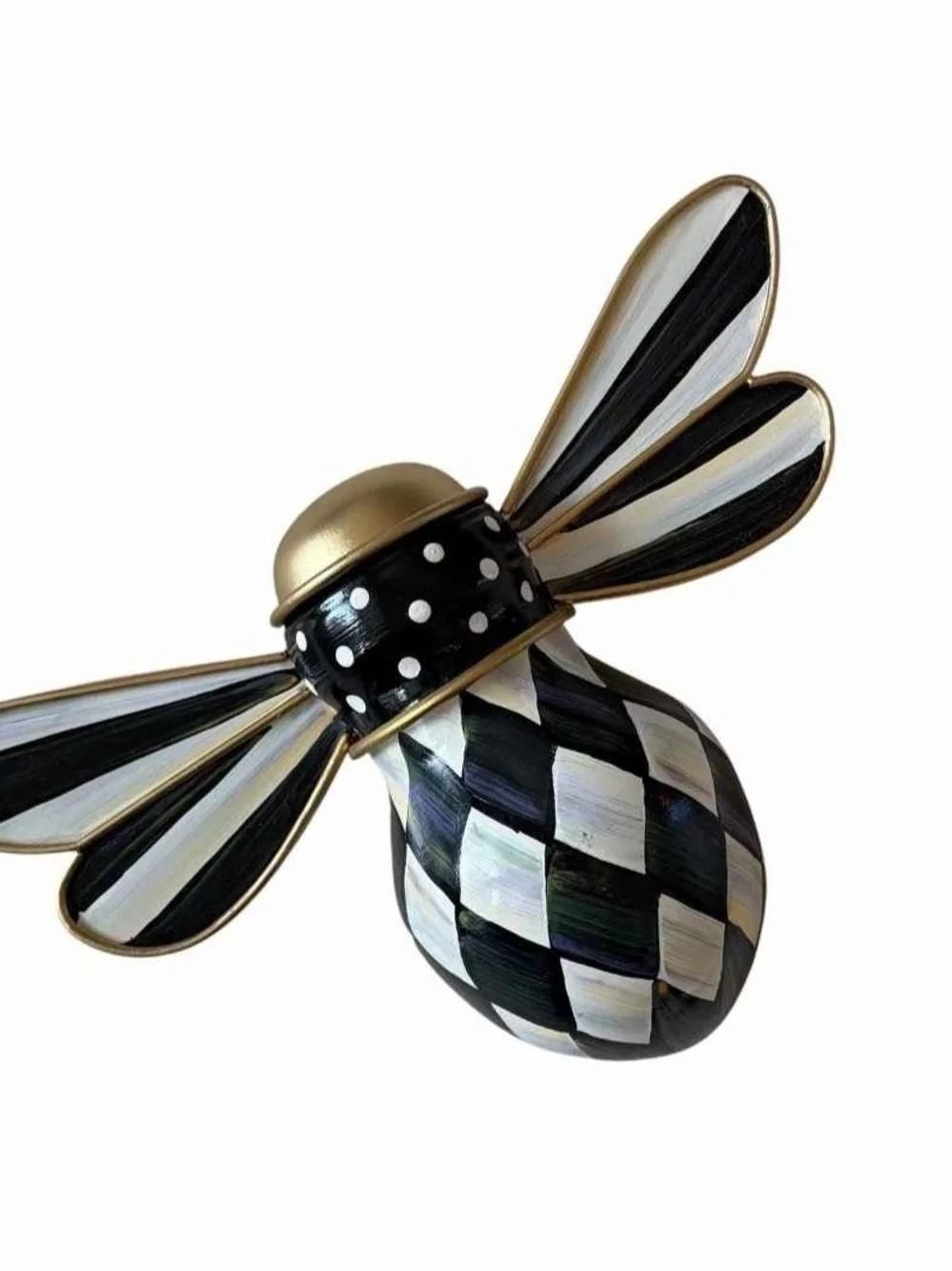 NEW McKenzie Childs Decorative Magnet Set Courtly Check Bee Set of 2